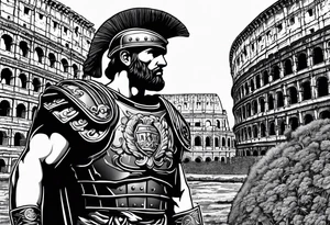 Roman soldier colosseum in background tattoo idea
