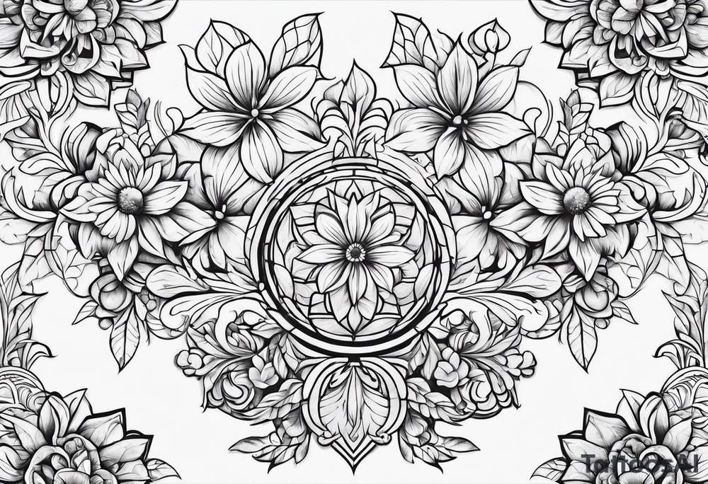 ornaments of flowers tattoo idea