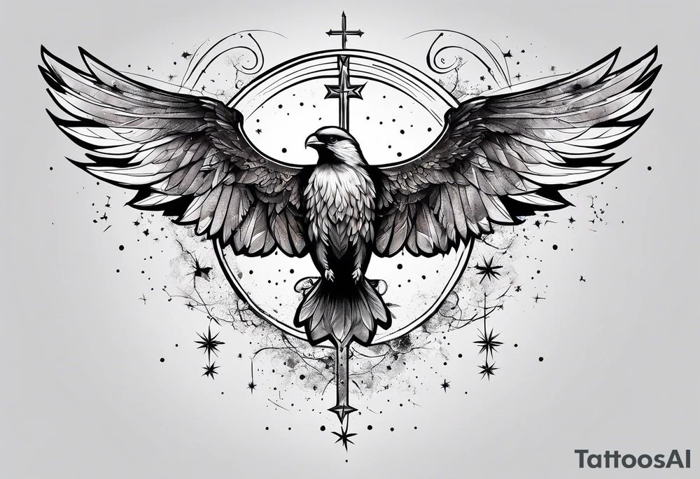 Constellation, wing , animal, snow , cross tattoo idea