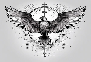 Constellation, wing , animal, snow , cross tattoo idea