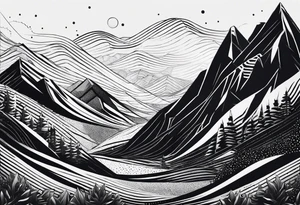 winding dotted trail line with an X tattoo idea