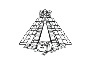 Aztec with pyramid and treasure tattoo idea