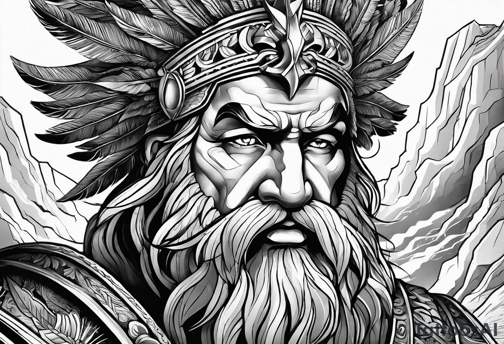Águia com a face de Zeus tattoo idea