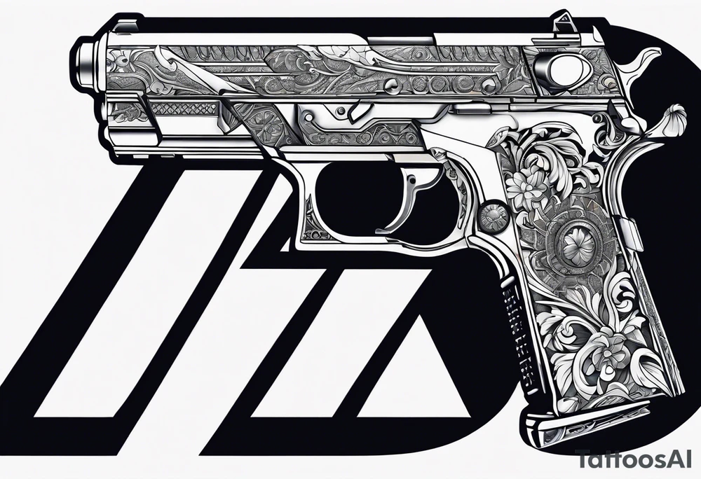 The letters AR with a pistol on each side tattoo idea