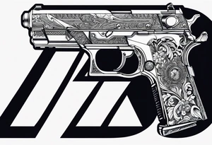 The letters AR with a pistol on each side tattoo idea