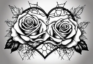 Two roses with barbed wire wrapped around them and a broken heart tattoo idea