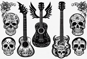 Guitar with skulls tattoo idea