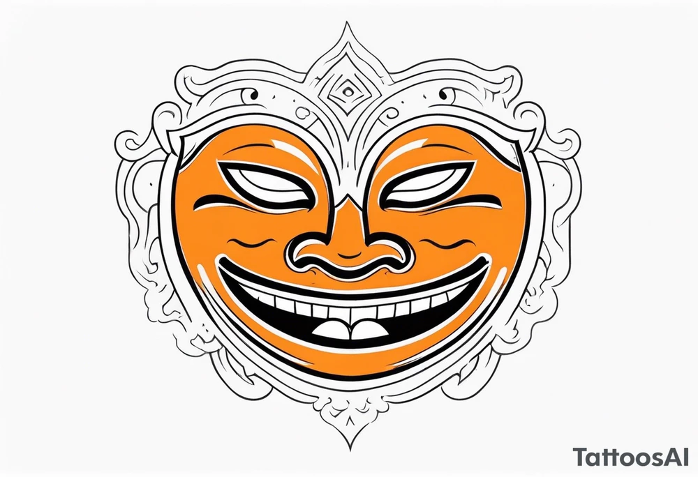 Laughing mask that is orange and black tattoo idea