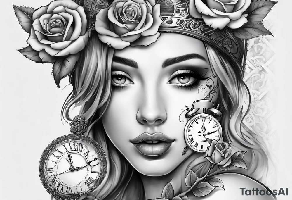 Creation of Adam with a rose and clock tattoo idea
