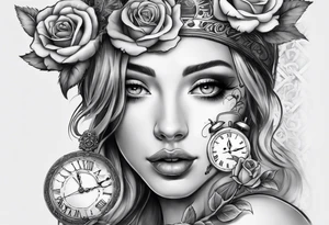 Creation of Adam with a rose and clock tattoo idea