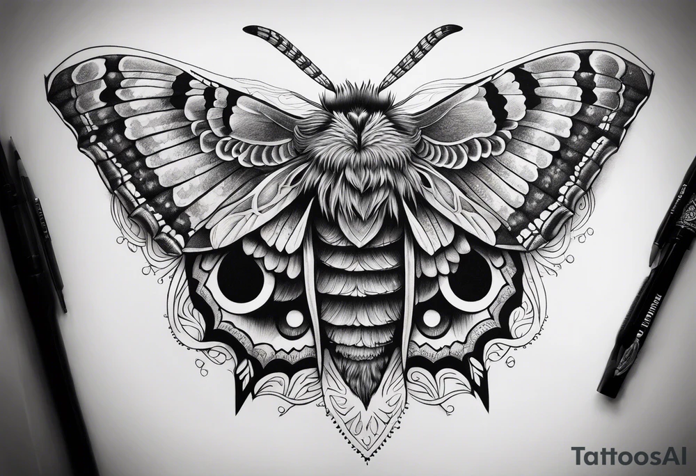 Dead head moth with owl eyes tattoo idea
