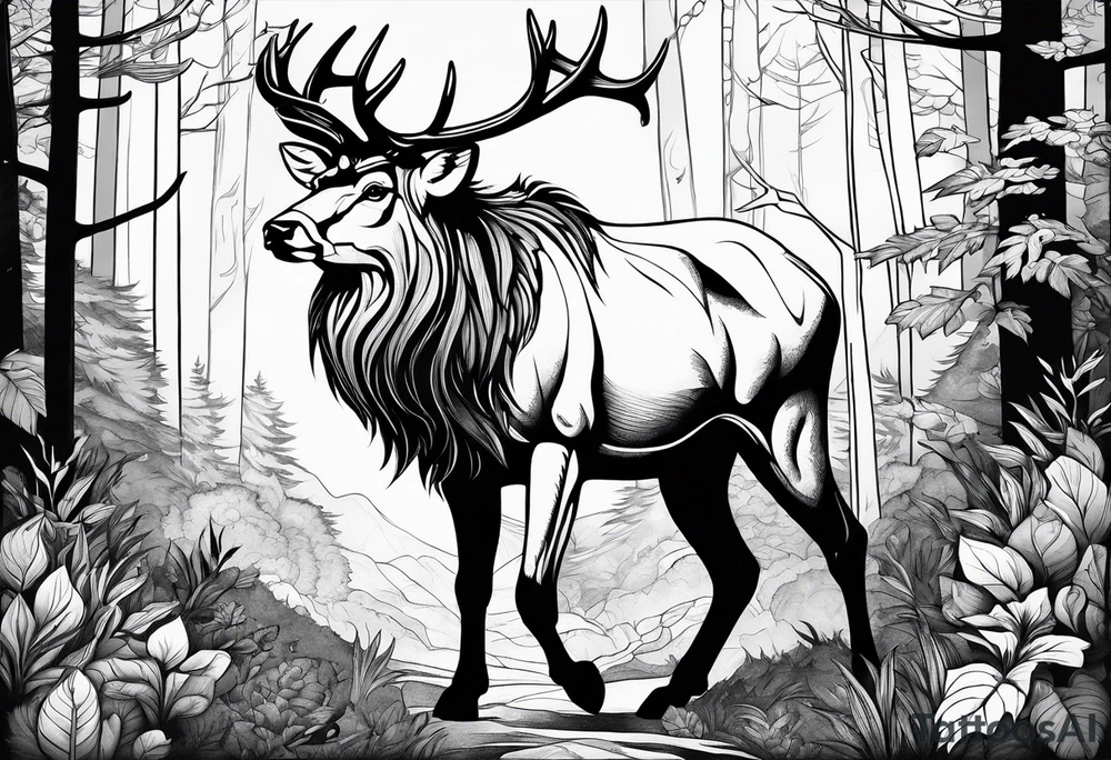 animals in the forest tattoo idea