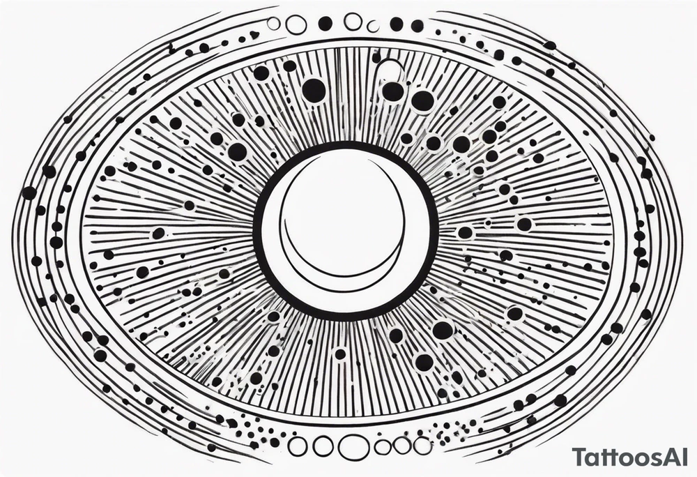 simple sun made of black dots and circles tattoo idea