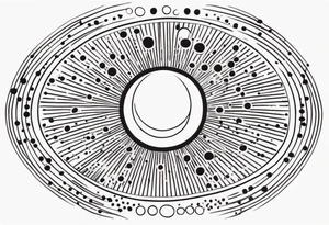 simple sun made of black dots and circles tattoo idea