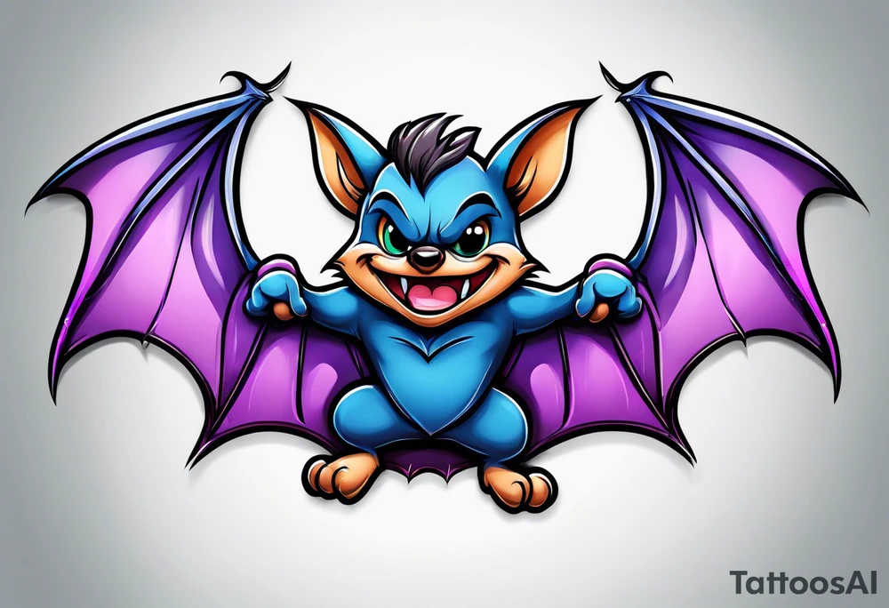 cartoon bat in style of disney, tattoo idea