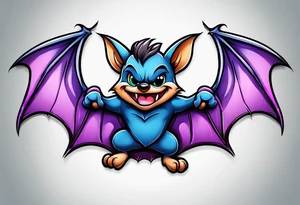 cartoon bat in style of disney, tattoo idea