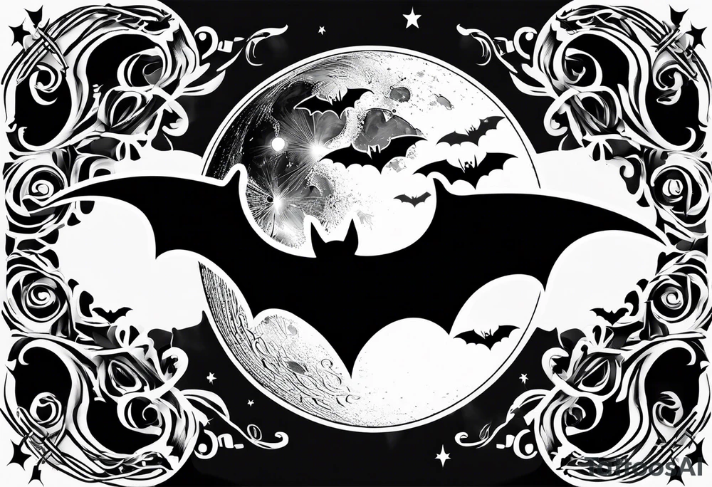 Moon and bats tattoo tattoo idea