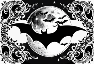 Moon and bats tattoo tattoo idea