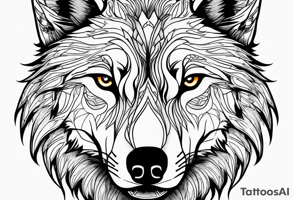 Wolf face, front on tattoo idea