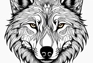 Wolf face, front on tattoo idea