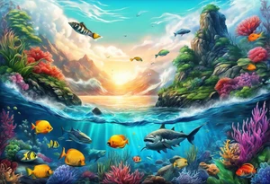 Underwater landscape tattoo idea