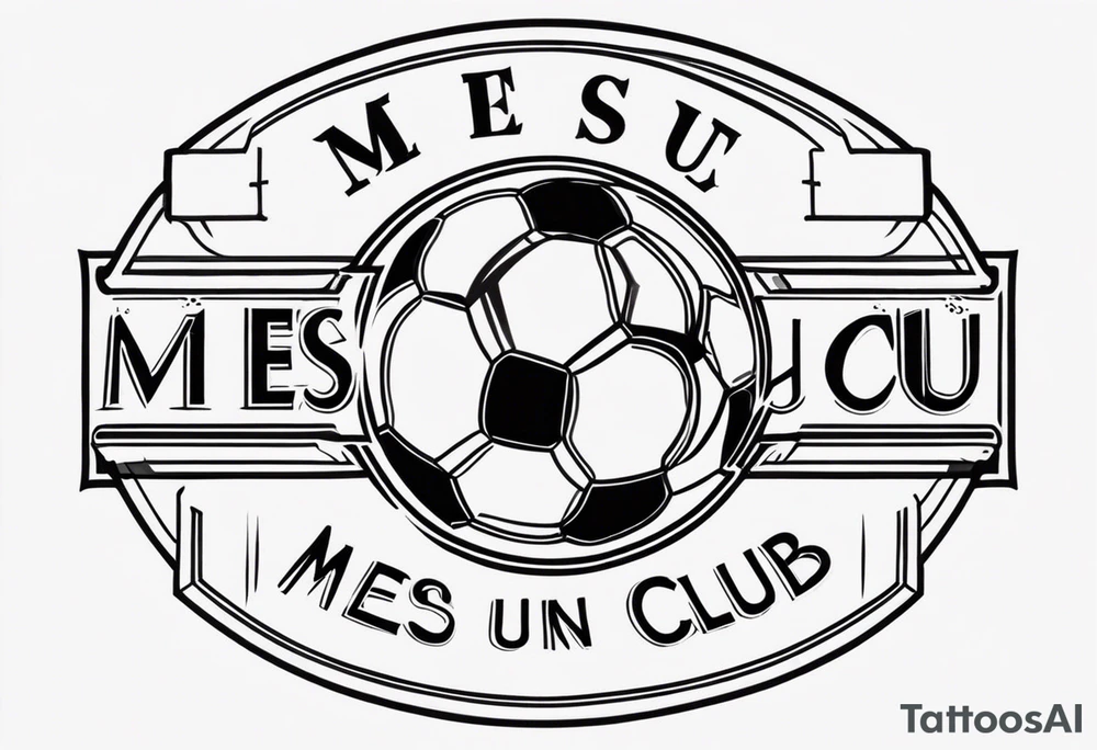 a cross with soccer ball and text MÉS QUE UN CLUB tattoo idea