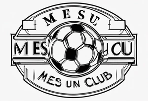 a cross with soccer ball and text MÉS QUE UN CLUB tattoo idea