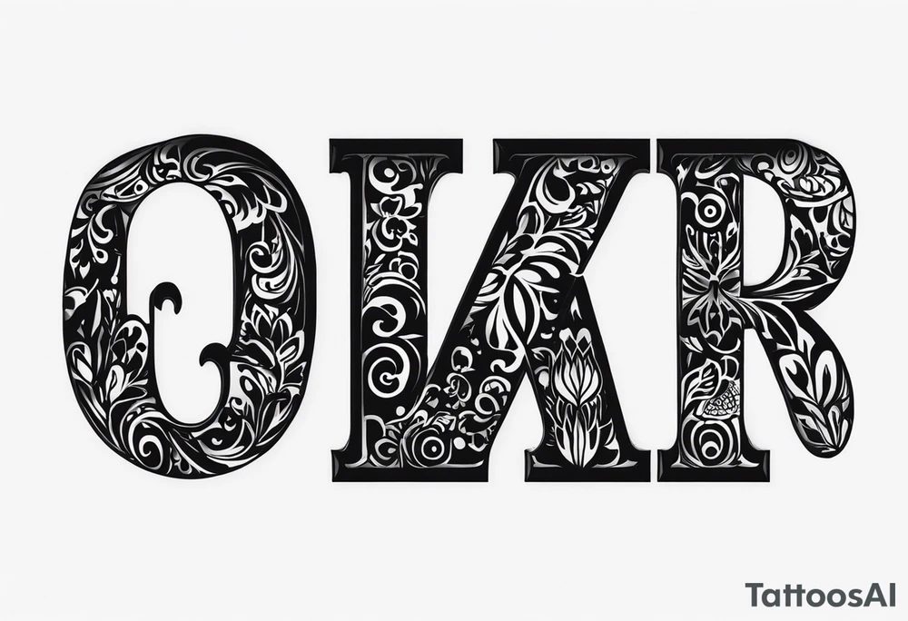letters GDKP in rabbit paw tattoo idea