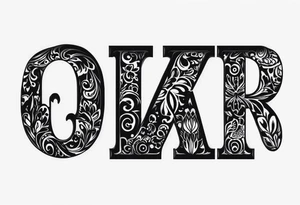 letters GDKP in rabbit paw tattoo idea