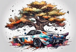 Tree with Star fighters in the background tattoo idea