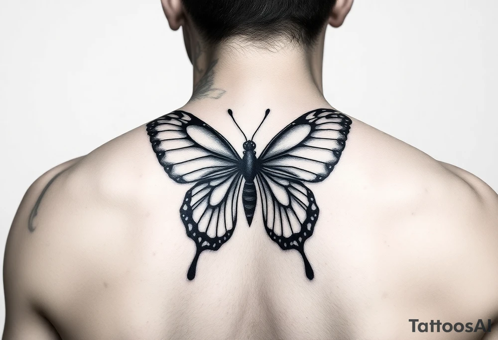 Half butterfly behind ear tattoo idea