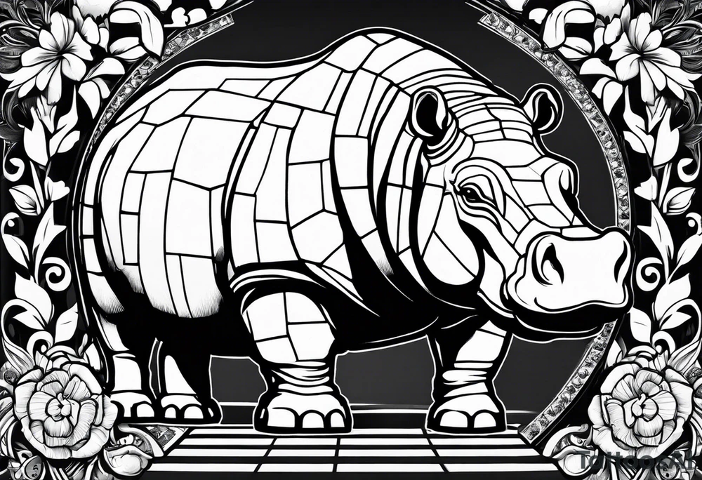 Hippo brick mason tattoo idea