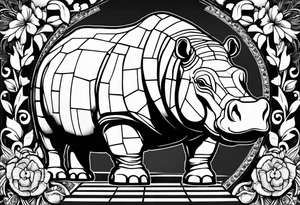 Hippo brick mason tattoo idea