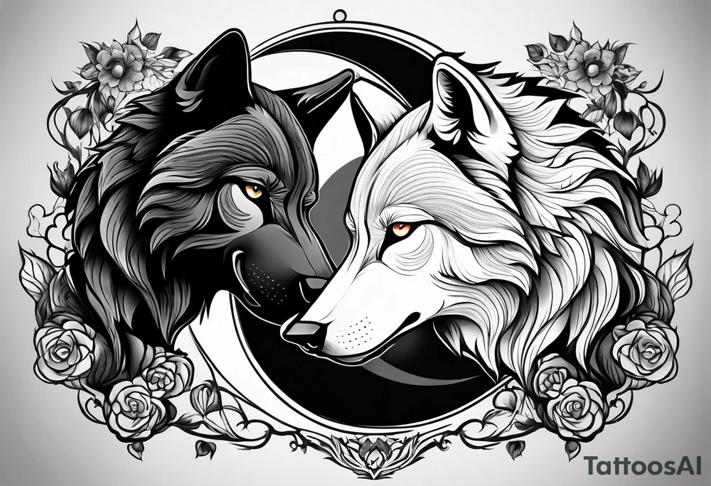 black wolf and white wolf in a ying yang style tattoo idea black wolf and white wolf in a ying yang style tattoo idea