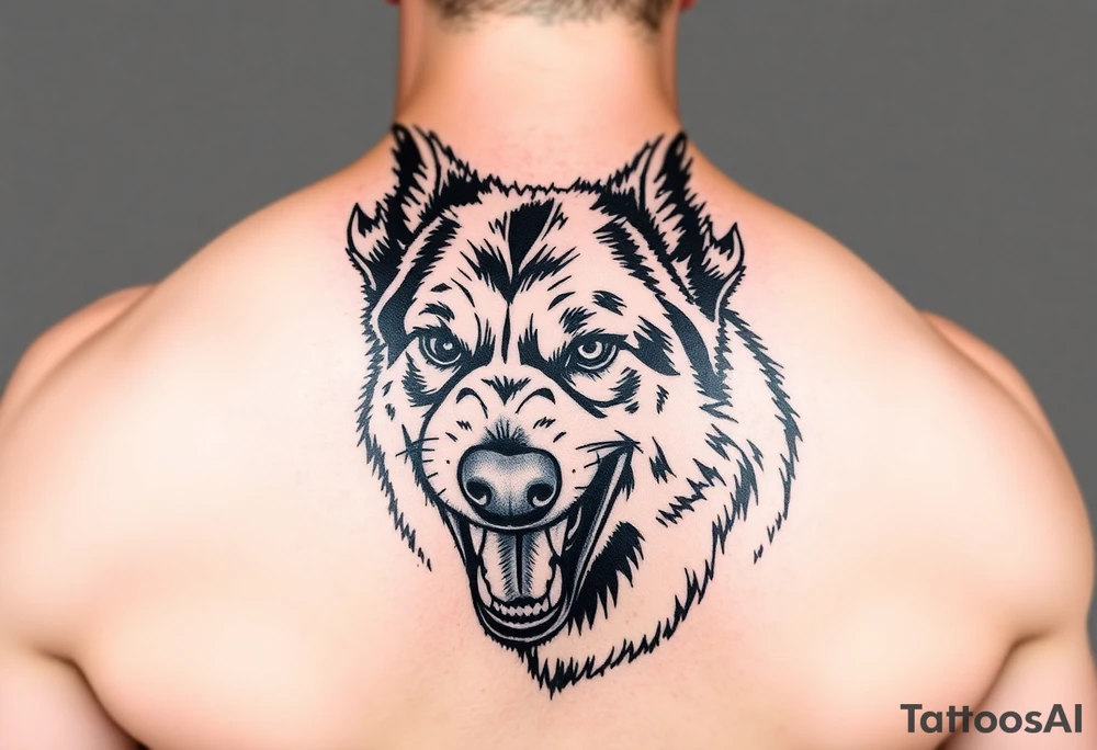 German Shepherd snarling and looking angry. tattoo idea