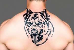 German Shepherd snarling and looking angry. tattoo idea