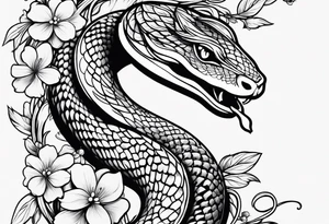 snake with flowers and vines tattoo idea