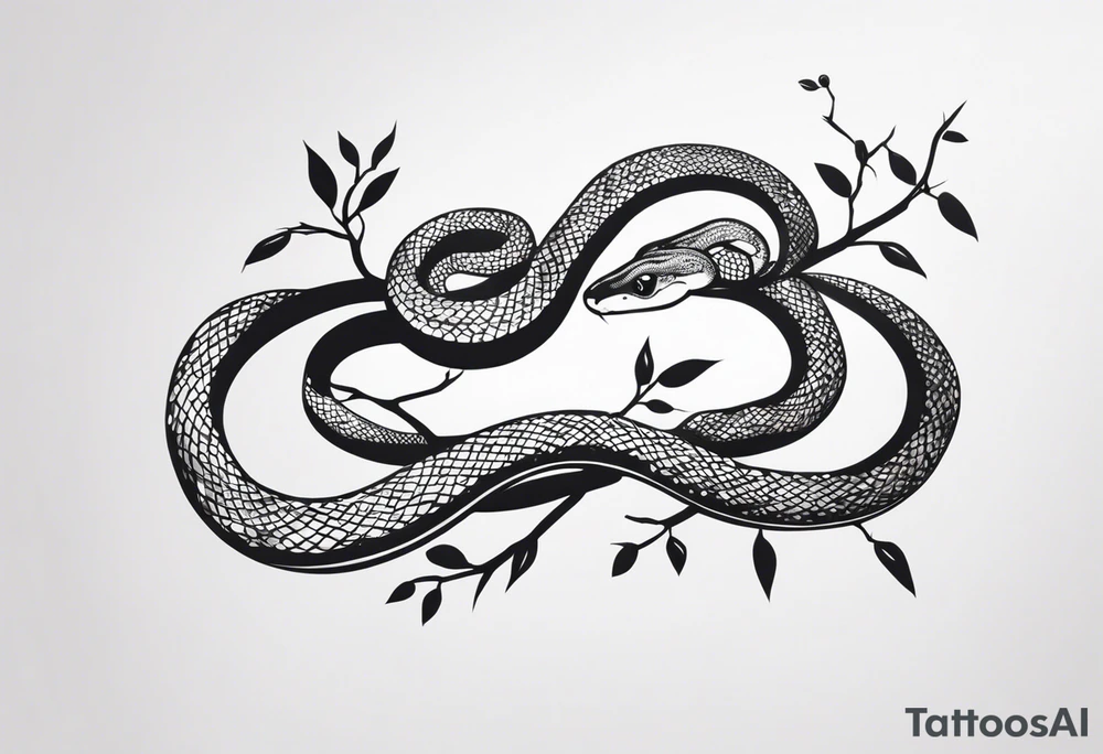 snake coiled around a branch tattoo idea