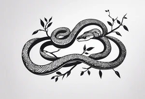 snake coiled around a branch tattoo idea