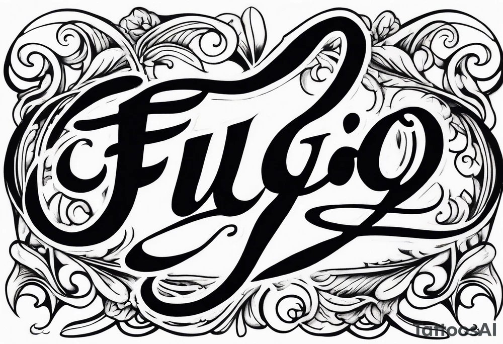 The word “fuego” in cursive with flames around it. tattoo idea