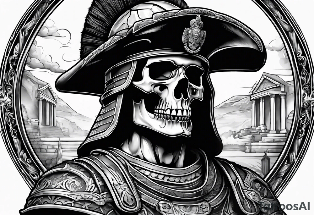 roman soldier skull tattoo idea