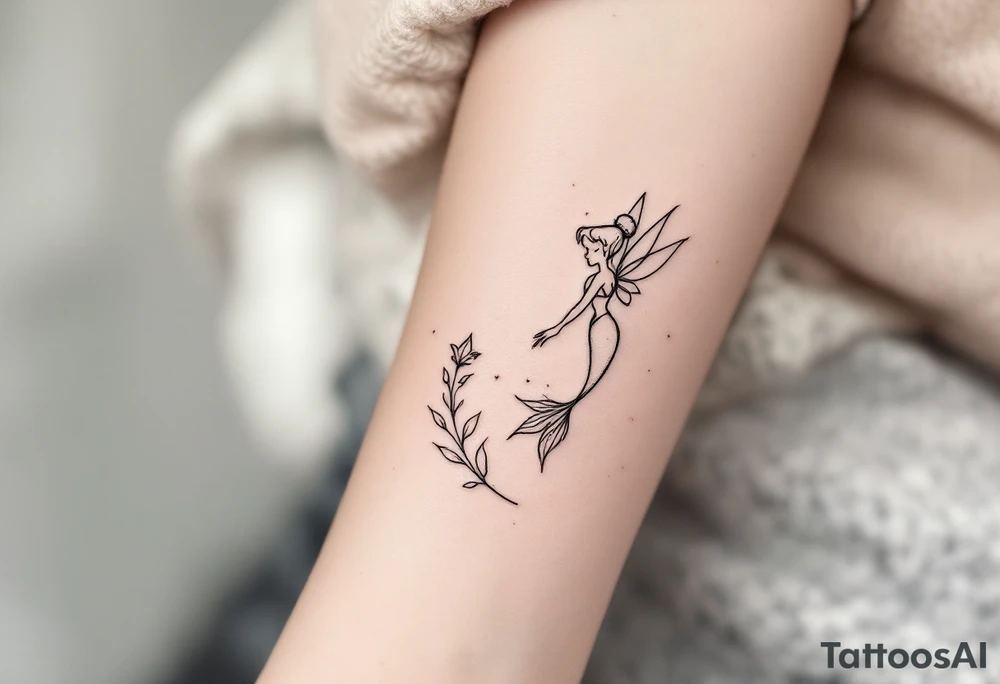 tinkerbell and the little mermaid tattoo idea