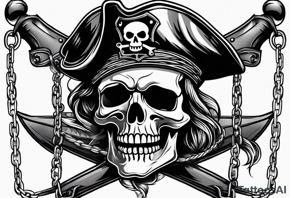 Pirate flag with chains and a baseball hat tattoo idea