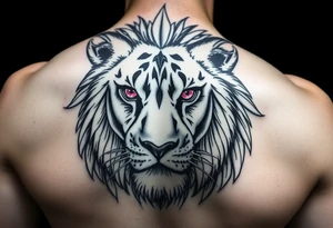 powerful majestic lioness with ruby eyes tattoo idea