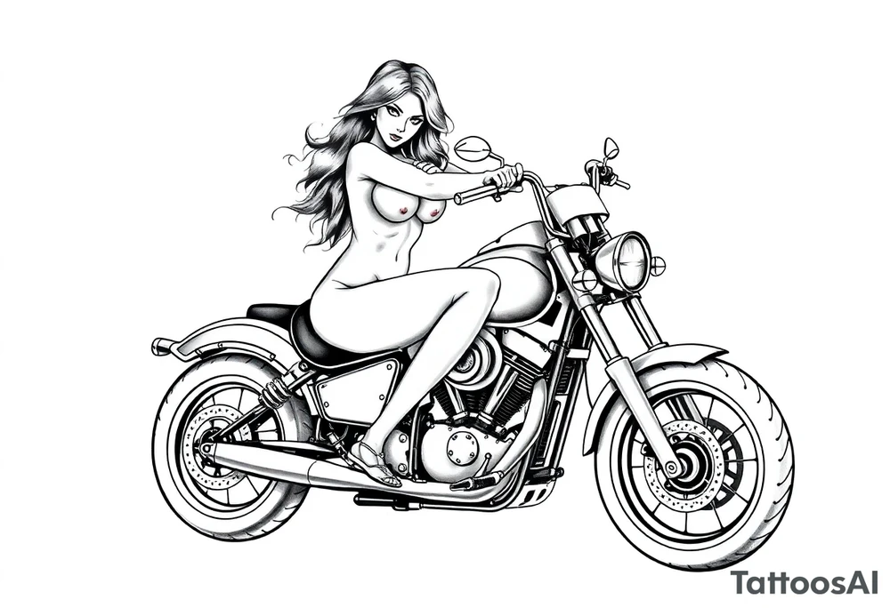 naked girl on motorcycle, slut, angry tattoo idea