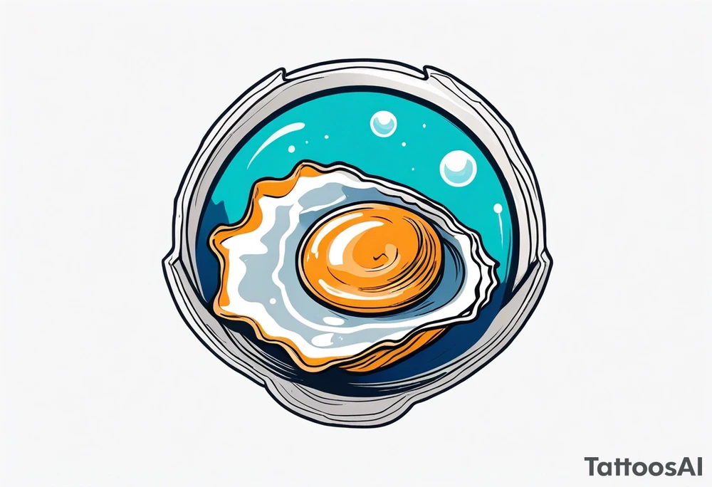 Small open oyster with a world in the centre tattoo idea