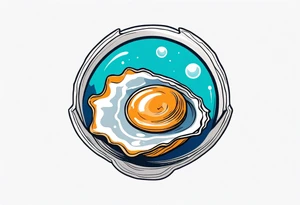 Small open oyster with a world in the centre tattoo idea