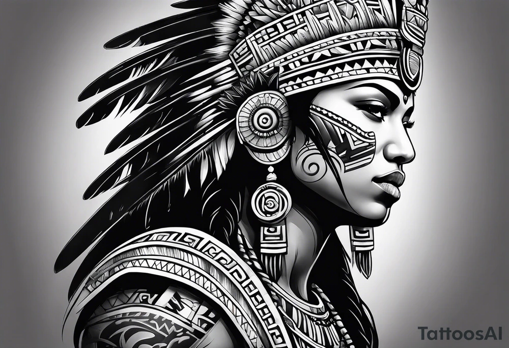 Aztec portrait tattoo idea
