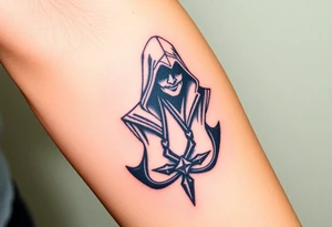 Assassins Creed with Ezio hooded character, no words tattoo idea