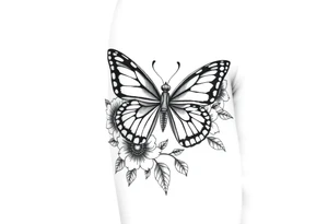 Bandana them water butterfly flowers tattoo idea